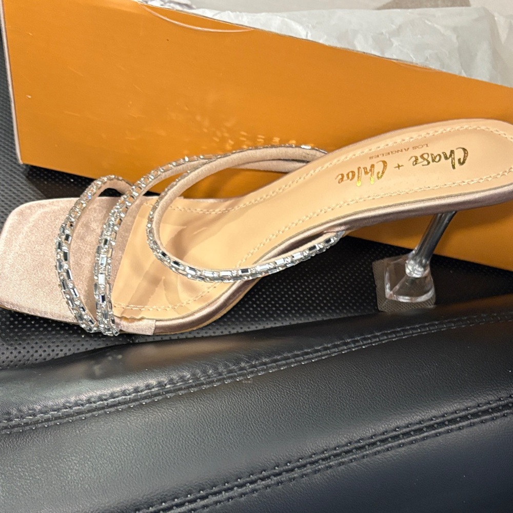 Chase + Chloe Nude Strappy Heels with Silver Accent
OFFERS WELCOME